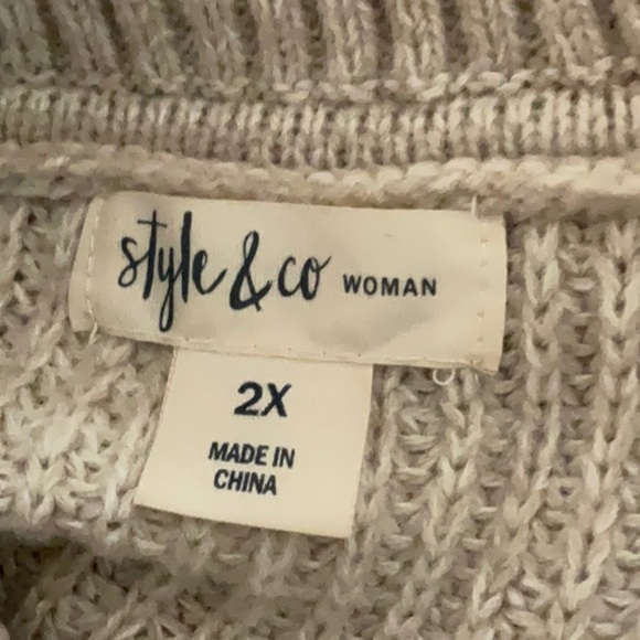 Alfani Taupe Cowl Neck Sweater with Button Accents - Picture 7 of 10